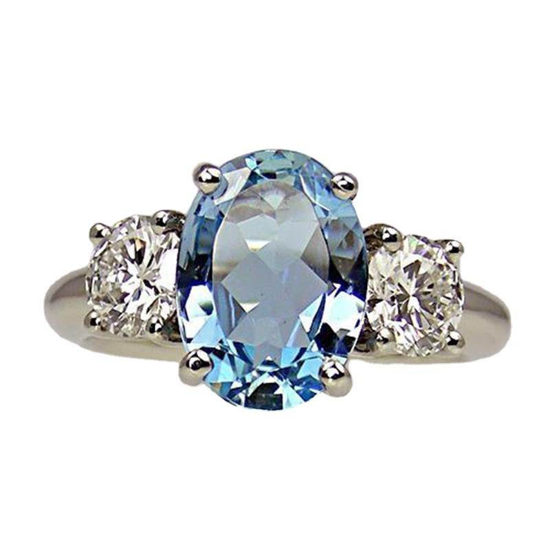 Buy Center Women's Oversized Aquamarine Ring - Stylish Alloy Jewelry - Buy Center