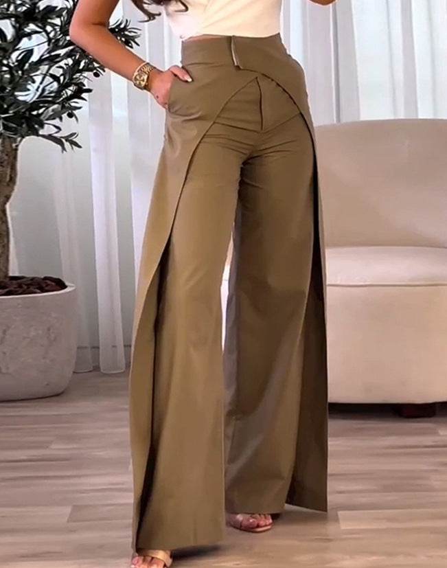 Buycenter Casual Wide-Leg Pants - High Waist, Stylish European Design - Buy Center