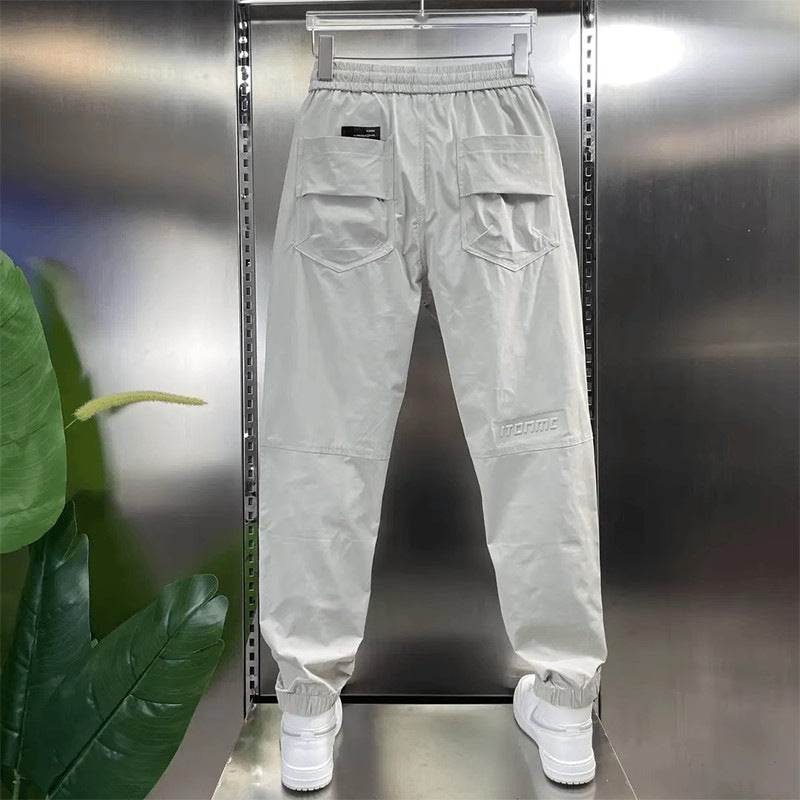 Men's Cargo Pants - Letter Print Ankle Band, Drawstring Style Slacks - Buy Center