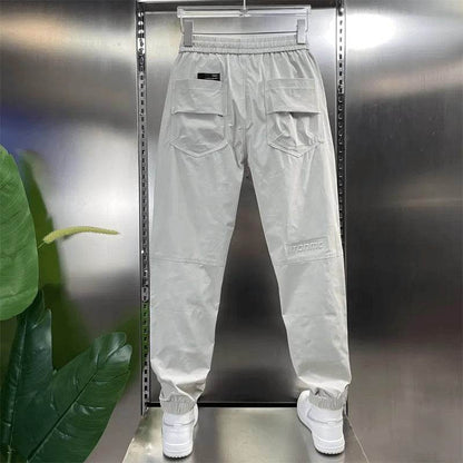 Men's Cargo Pants - Letter Print Ankle Band, Drawstring Style Slacks - Buy Center