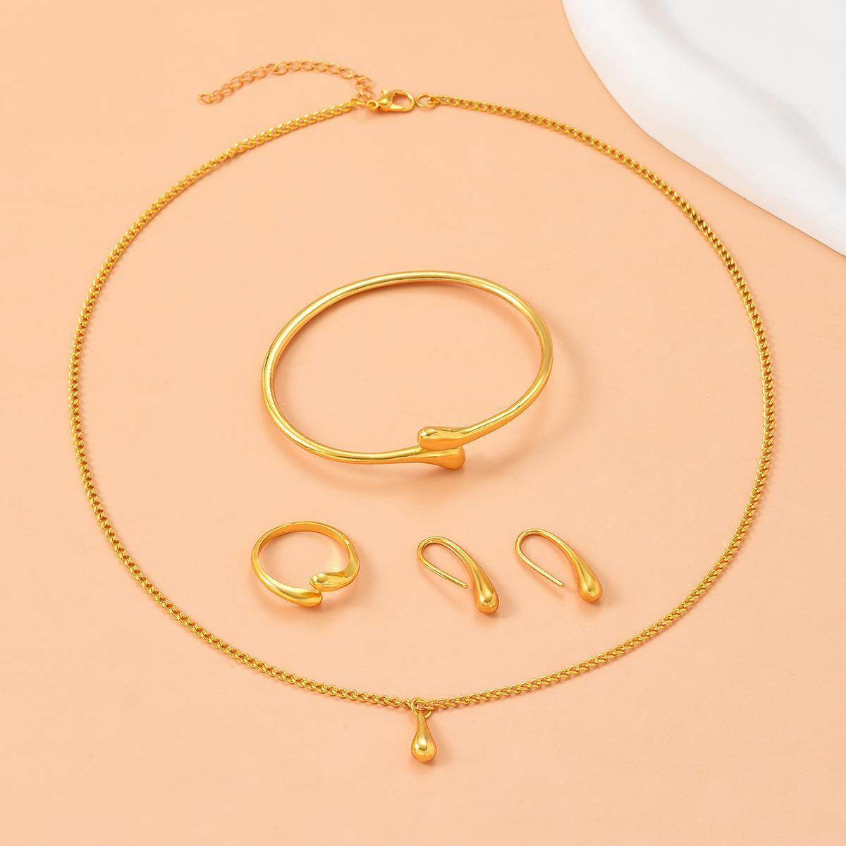 Water Drop Jewelry Set - Fashion Necklace, Earrings, Bracelet & Ring - Buy Center