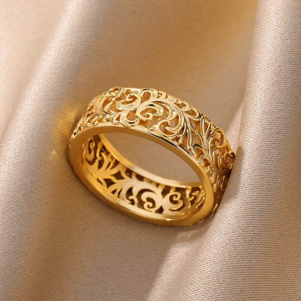 Buy Center Copper Inlaid Zircon Ring - Elegant Open Design for Women - Buy Center