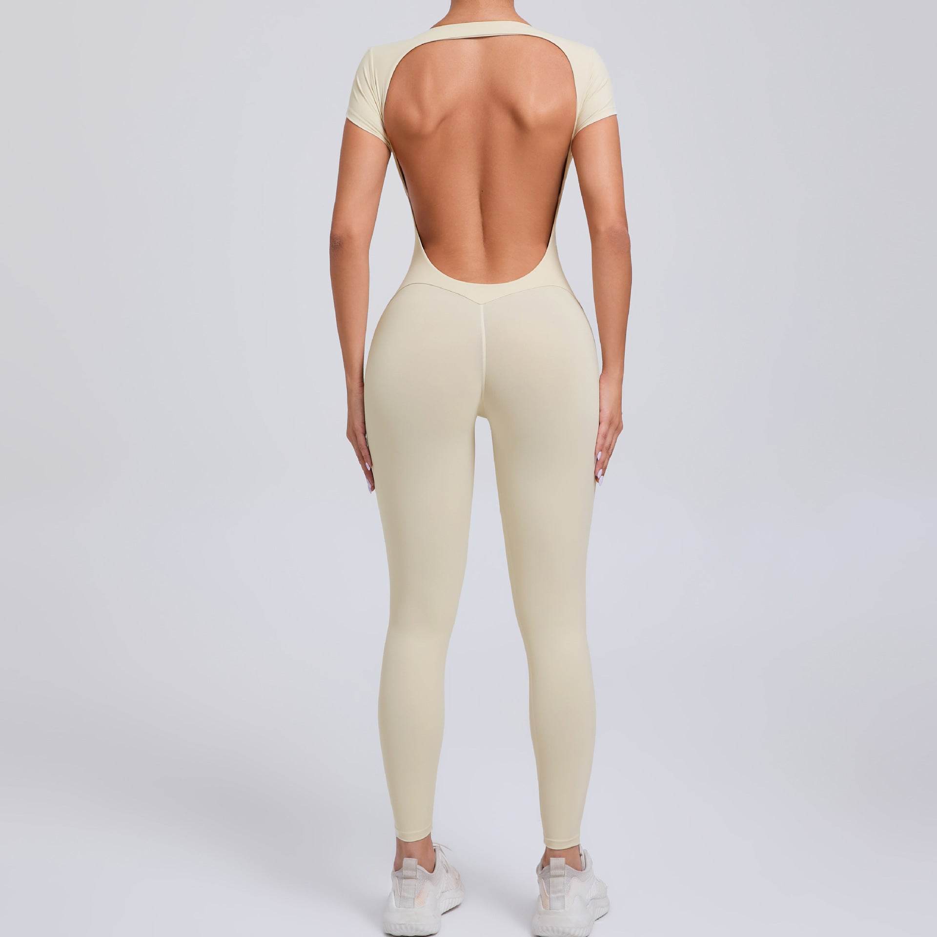 Buycenter Pure Color Tight Yoga Jumpsuit - Moisture Absorbent & Flexible Fit - Buy Center