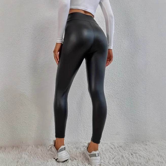 Buycenter Slim Fit Leather Pants - Hip Raising Velvet Leggings - Buy Center