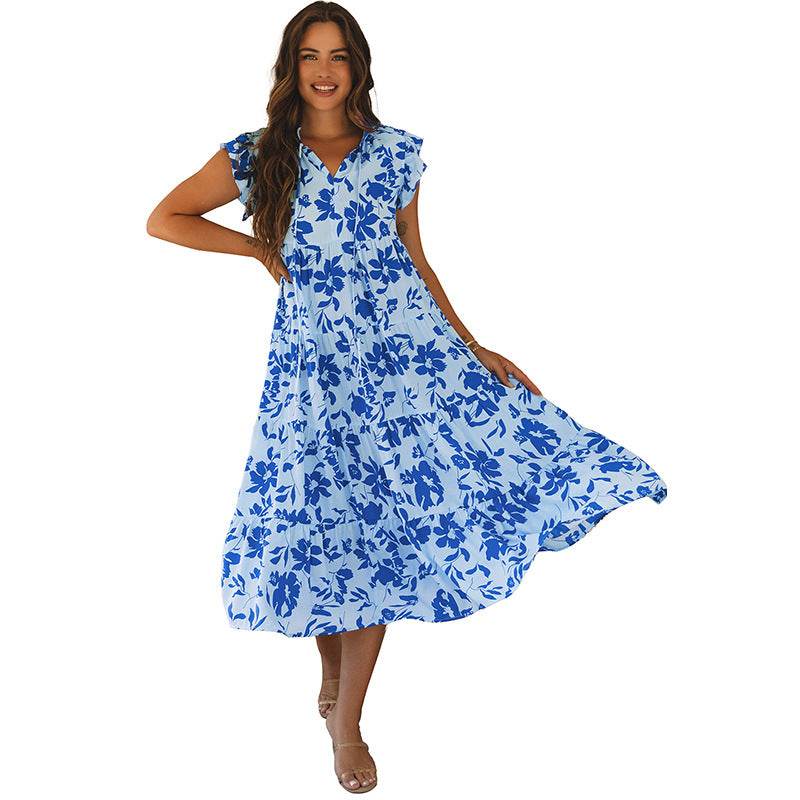 Buycenter Women's Floral Ruffle Sleeve Dress - Sweet Style & Fresh Look - Buy Center