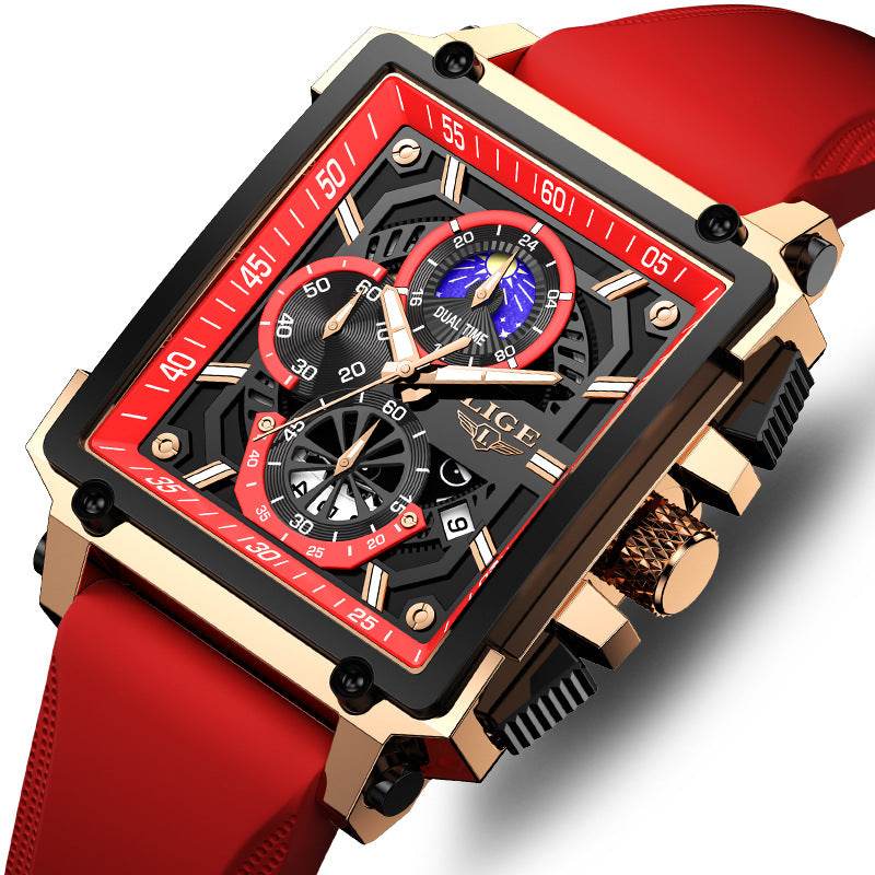 Buy Center Waterproof Quartz Square Watch - Stylish Silicone Band Options - Buy Center