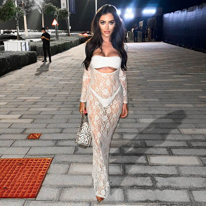 Buycenter Summer Solid Color Hollow Dress - High-Waisted Jumpsuit in 4 Colors - Buy Center