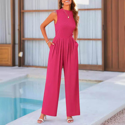 Summer Casual Women’s Jumpsuit - Sleeveless Wide Leg Romper for 2025 - Buy Center