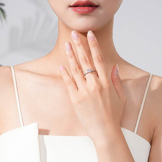 Buy Center Heart-Shaped Zircon Ring - Stylish Silver for Women - Buy Center