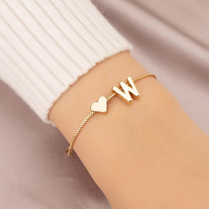 Cute Love Heart Bracelet - Personalized Couple Gift with English Letters - Buy Center
