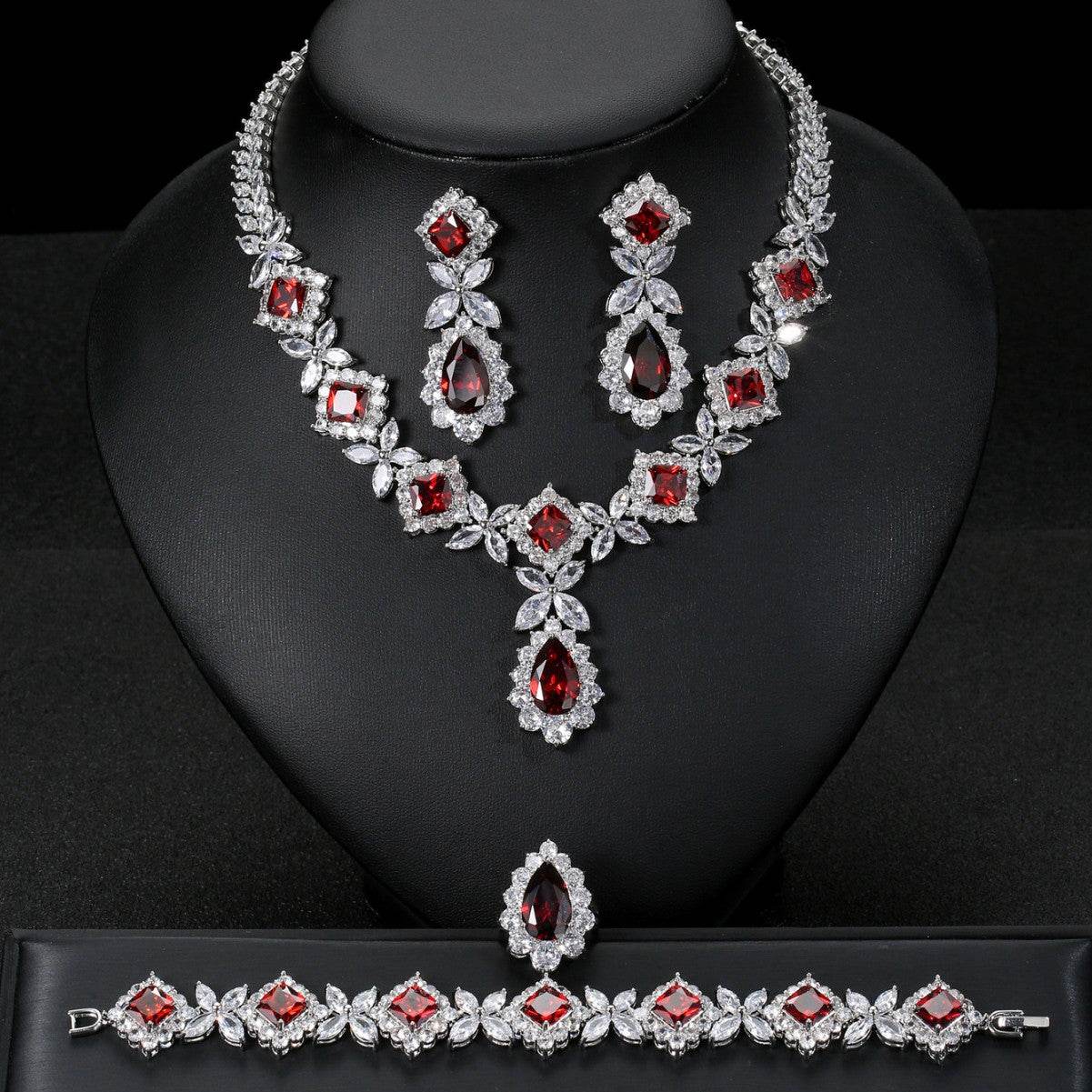 Buy Center European Luxury Zircon Jewelry Set - Necklace, Earrings, Ring - Buy Center