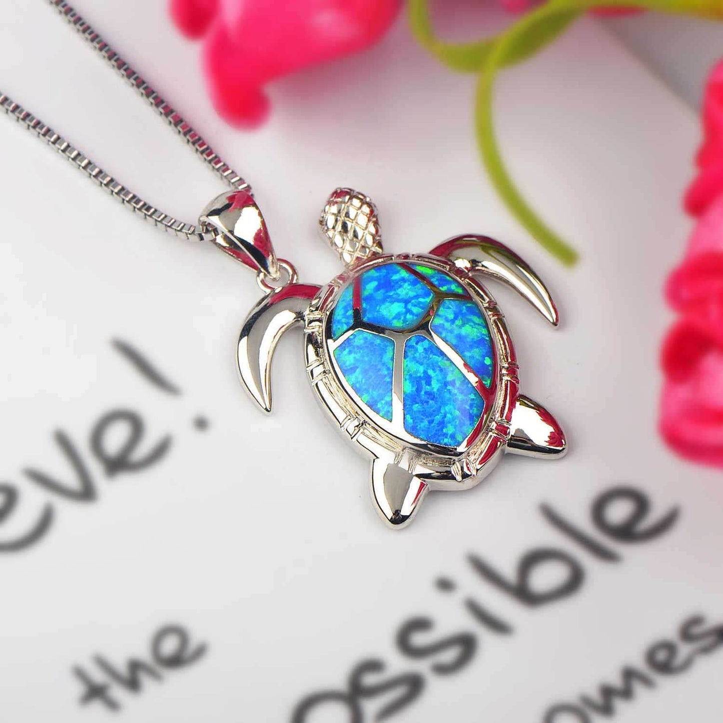 Opal Turtle Necklace - Blue Copper Pendant for Zodiac Lovers 2025 - Buy Center