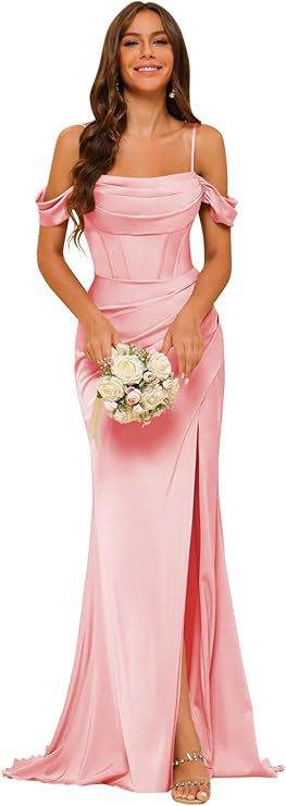 Buycenter Off-the-shoulder Satin Ball Gown - Dusty Rose & More Colors - Buy Center