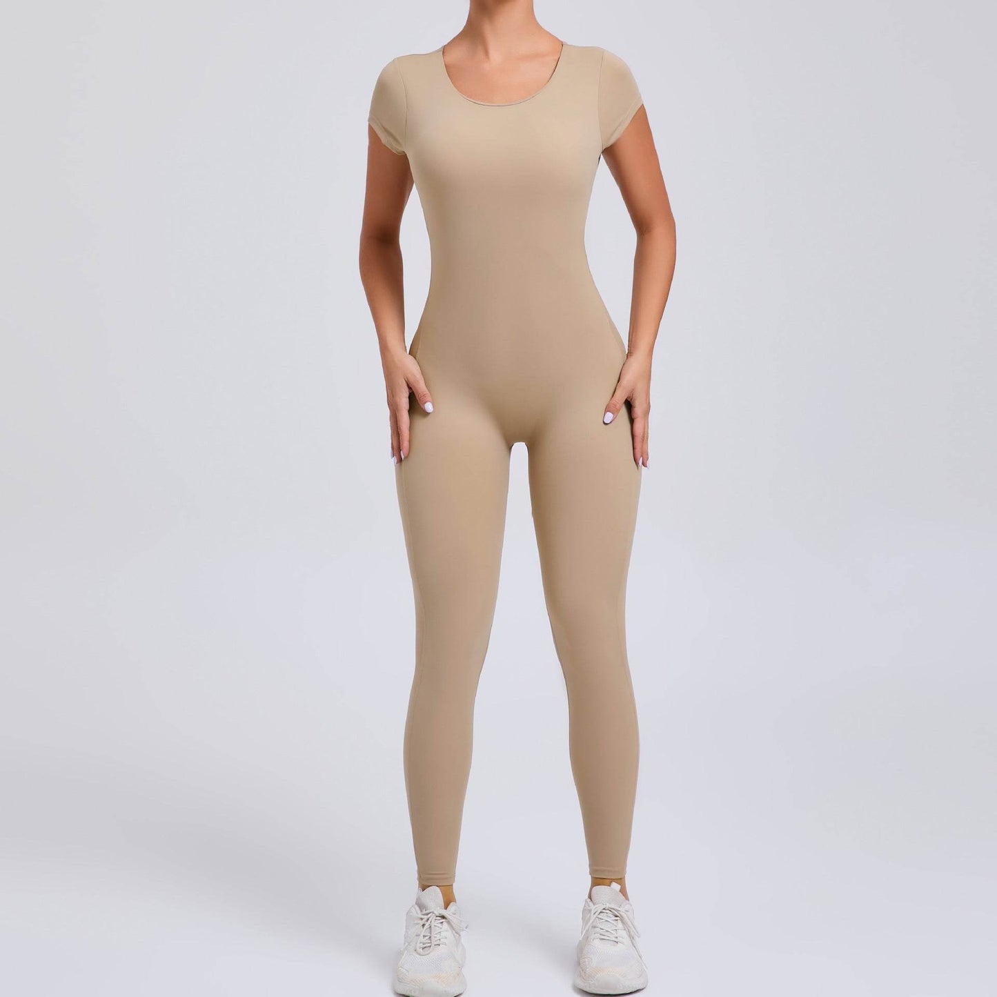 Buycenter Pure Color Tight Yoga Jumpsuit - Moisture Absorbent & Flexible Fit - Buy Center
