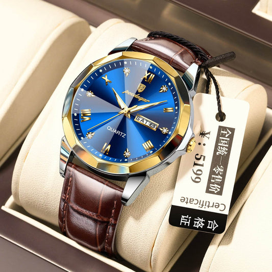 Buy Center Men's Waterproof Luminous Quartz Watch - Stylish Belt Design - Buy Center
