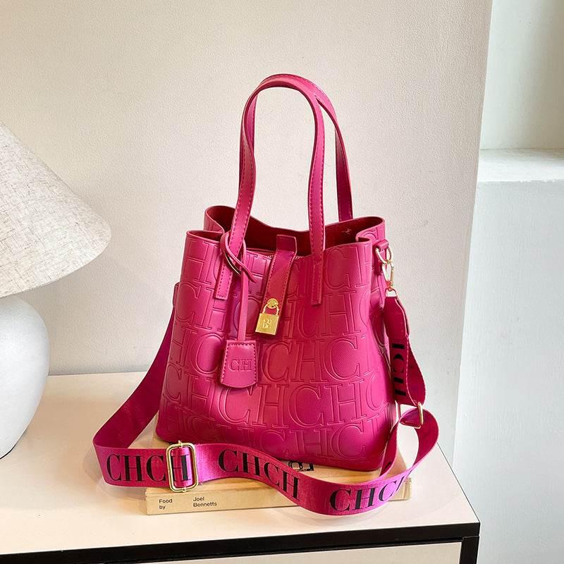 Buycenter Retro One-Shoulder Bucket Bag - Solid Color, Fashionable Design - Buy Center