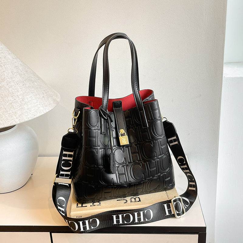 Buycenter Retro One-Shoulder Bucket Bag - Solid Color, Fashionable Design - Buy Center