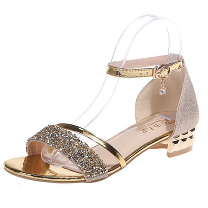 Women's Rhinestone Ornament Sandals - Stylish PU Comfort for Every Occasion - Buy Center