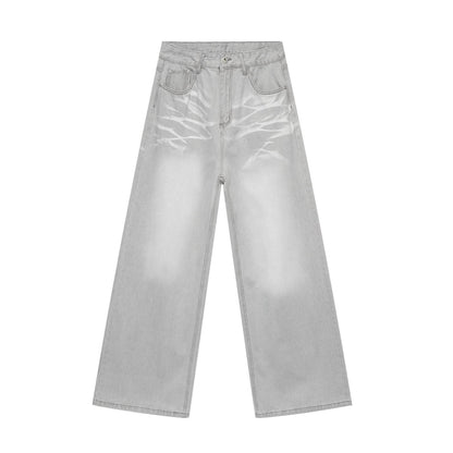 Trendy Male Cat Beard Design Pants - Casual Straight-Leg Jeans for Youth - Buy Center