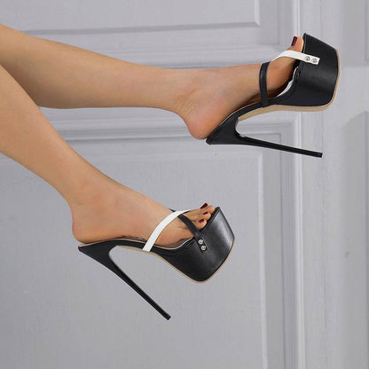 Color Matching 16cm High Heel Stiletto Slippers - Stylish Women’s Sandals - Buy Center