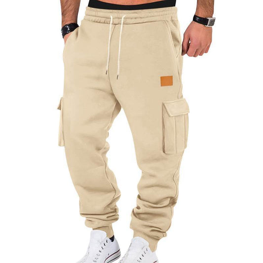 Men's Multi-pocket Cargo Sweatpants - Comfortable Solid Color Options - Buy Center