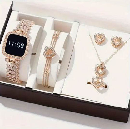Buy Center Women’s Fashion Jewelry Set - Stylish Rose Gold Watch & Accessories - Buy Center