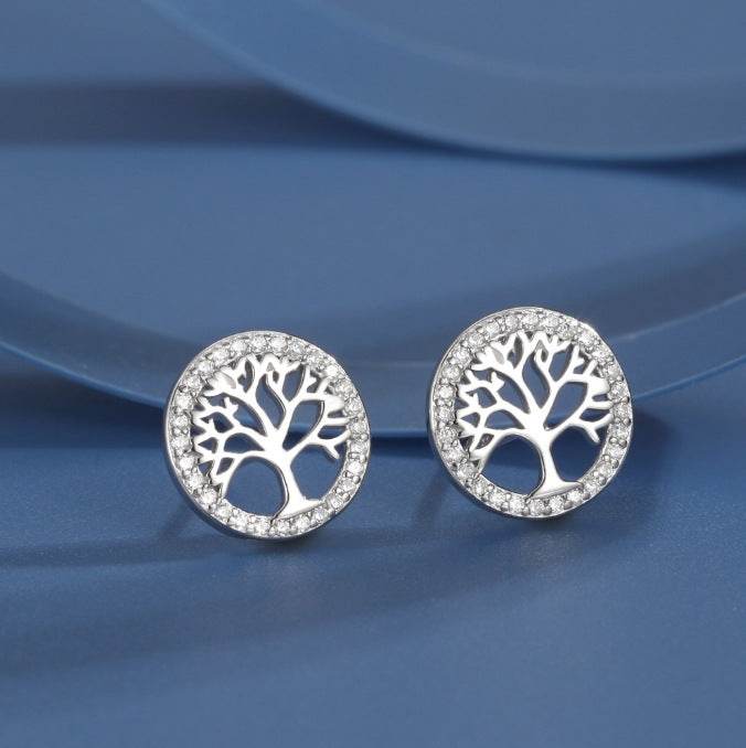 Elegant 925 Silver Tree Zircon Earrings - Stylish & Durable Jewelry for Women - Buy Center