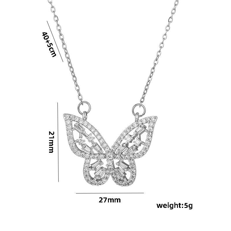 Buycenter Hollow Butterfly Necklace - Micro Inlaid Zircon for Women - Buy Center