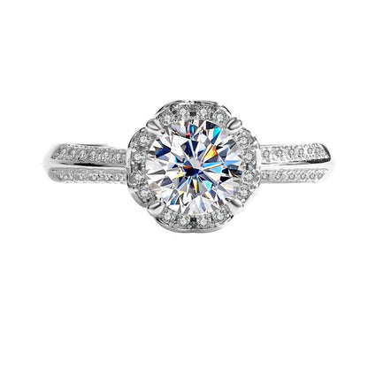 Buy Center Sterling Silver Moissanite Bridal Bouquet Ring - Adjustable Size - Buy Center