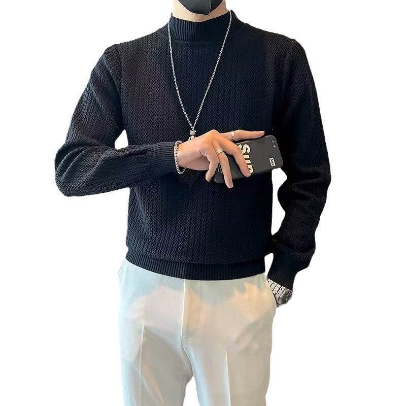 Men's Slim Fit Striped Sweater - Stylish Pullover in Black, White, Green - Buy Center