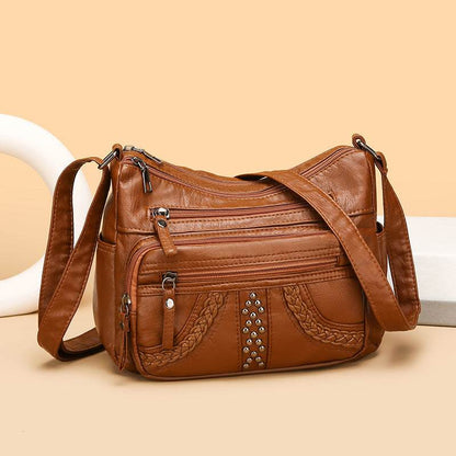 Multi-layer Leather Texture Crossbody Bag - Stylish Shoulder Bag 2025 - Buy Center