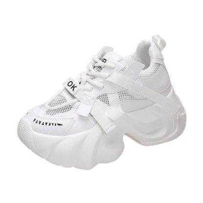 Thick Bottom Lace-Up Sneakers - Stylish Casual Flats for Everyday Comfort - Buy Center