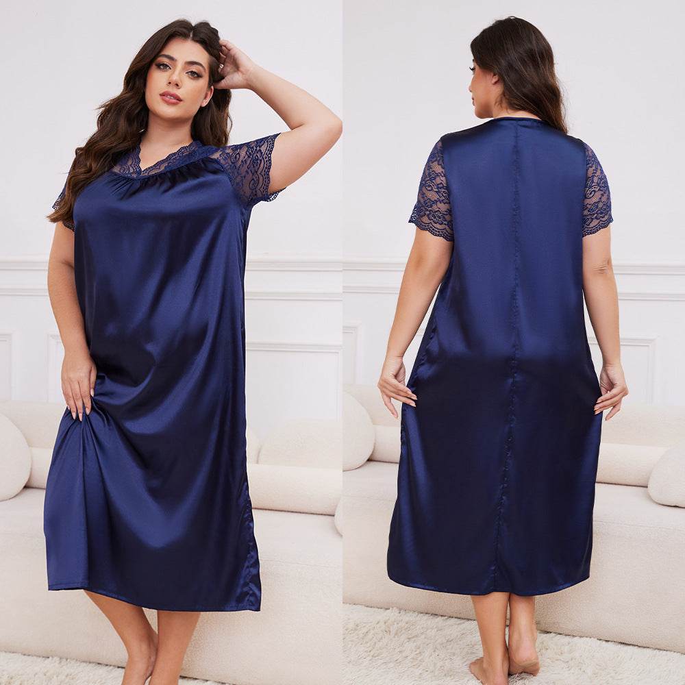 Buycenter Ice Silk Short Sleeve Nightdress - Loose Casual Homewear for Ladies - Buy Center