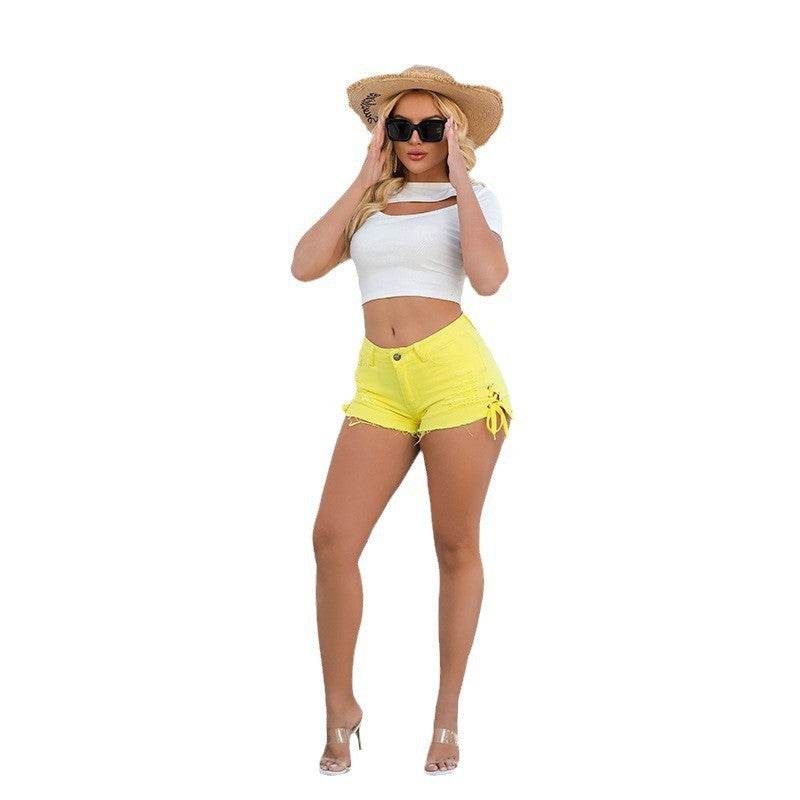 Buycenter Ripped Tassel Skinny Shorts - High Elasticity & Wide Leg Design - Buy Center