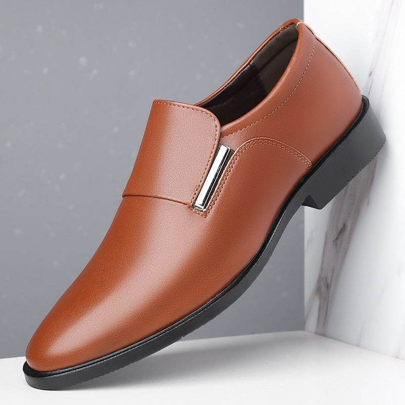 Men's Pointed-Toe Leather Shoes - Slip-On, Stylish Formal Business Wear - Buy Center