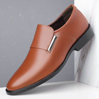Men's Pointed-Toe Leather Shoes - Slip-On, Stylish Formal Business Wear - Buy Center
