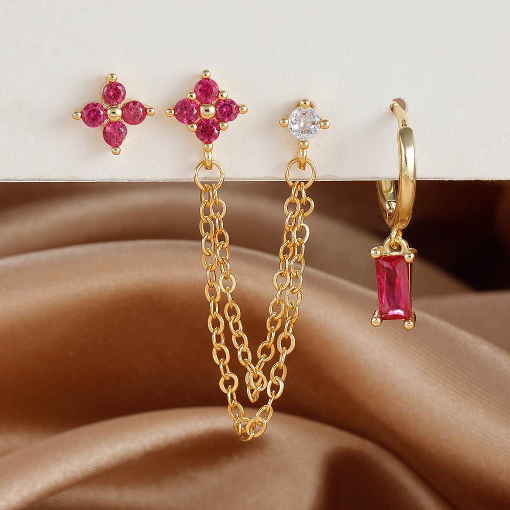 3-Piece Birthstone Earrings Set - Zodiac Designs for Stylish Women - Buy Center