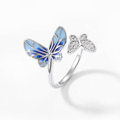 Elegant Silver Butterfly Ring for Women - Stylish Enamel Design 2025 - Buy Center