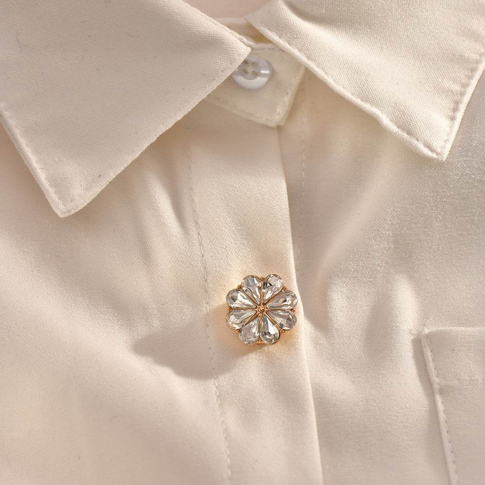 Elegant European Cufflinks for Women - Flower Rhinestone Design in 15mm - Buy Center