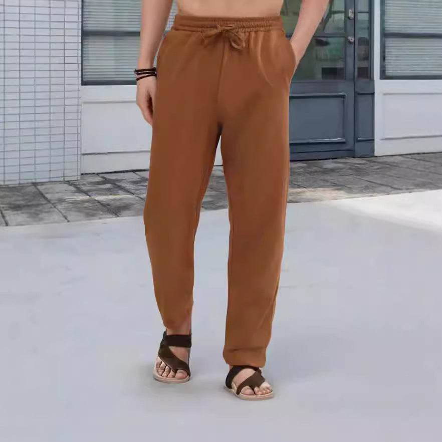 Men's Casual Straight Pants - Mid Waist, Micro-Elastic, Bamboo Fiber - Buy Center