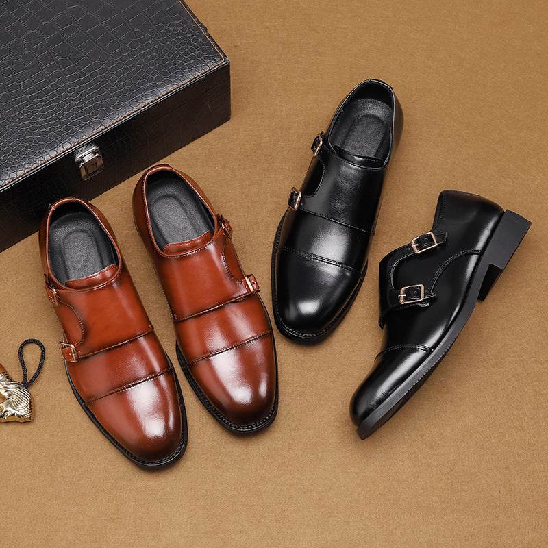 Plus Size Men's Casual Leather Shoes - Business Formal Style in Black/Brown - Buy Center