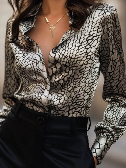 High Elastic Satin Leopard Print Loose Shirt - Casual Cardigan Style 2025 - Buy Center