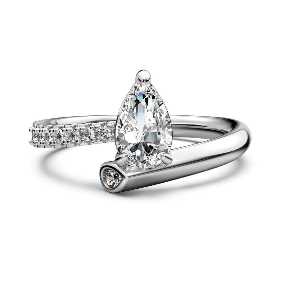 Buycenter S925 Sterling Silver Pear-Shaped Rhinestone Ring - Affordable Luxury - Buy Center