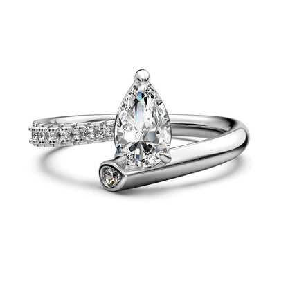 Buycenter S925 Sterling Silver Pear-Shaped Rhinestone Ring - Affordable Luxury - Buy Center