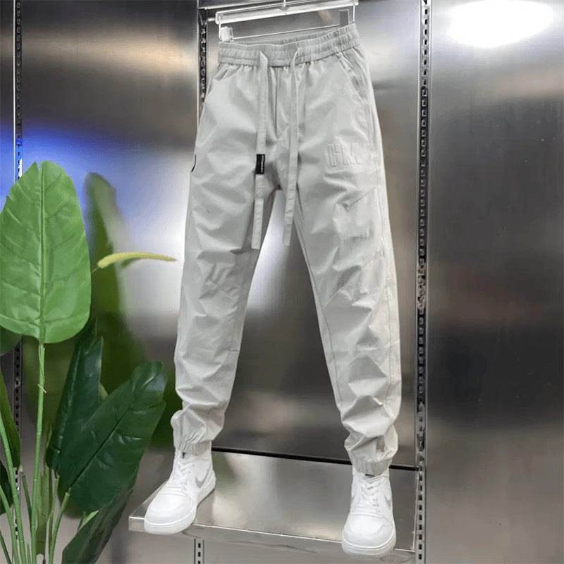 Men's Cargo Pants - Letter Print Ankle Band, Drawstring Style Slacks - Buy Center