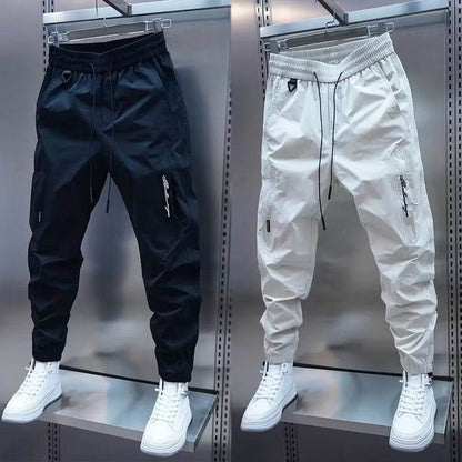 Men's Casual Jogger Pants - Loose Straight Fit in Black and Beige - Buy Center