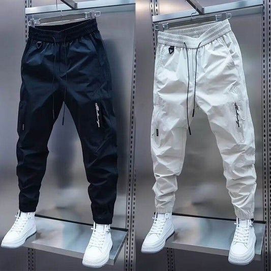 Men's Casual Jogger Pants - Loose Straight Fit in Black and Beige - Buy Center