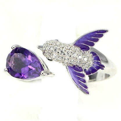 Buy Center Adjustable Purple Droplet Diamond Ring - Trendy Unisex Style - Buy Center