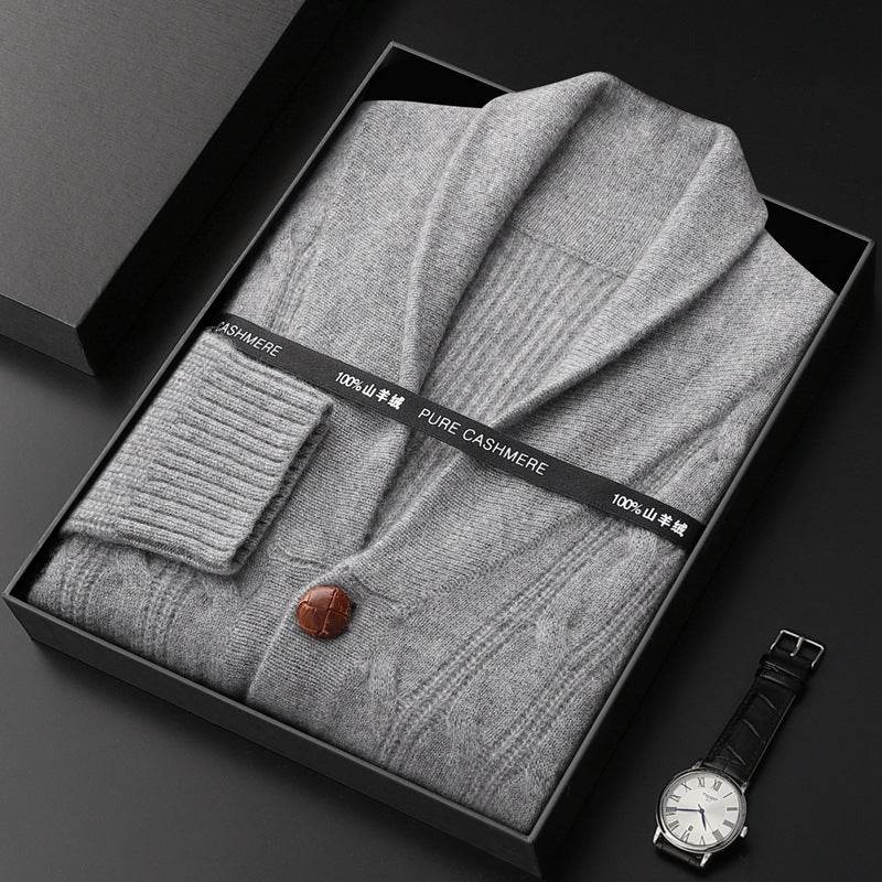 Men's Thickened Twisted Collar Coat - Casual Winter Knitwear for Style - Buy Center