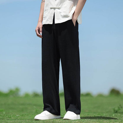 Buycenter Men's Casual Trousers - Loose Straight Fit for Spring & Summer - Buy Center